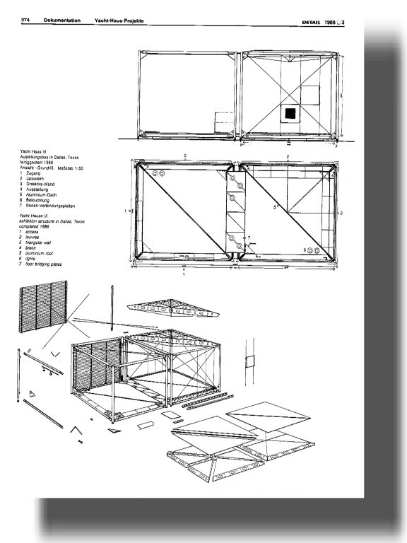 Drawing showing exploded components of Yacht House III