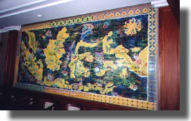 View of ceramic tile mural in the 'Fun Pub'